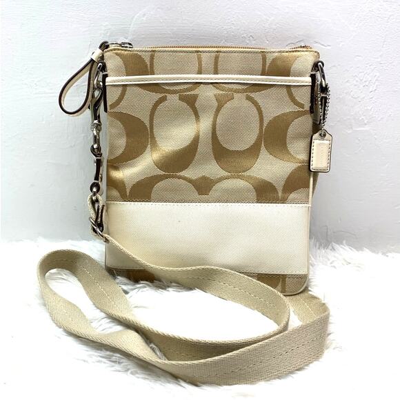 COACH Beige Canvas Signature Crossbody - Picture 1 of 12